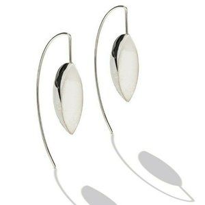 SILVER Semi-Disk Long French WIRE EARRINGS e10001